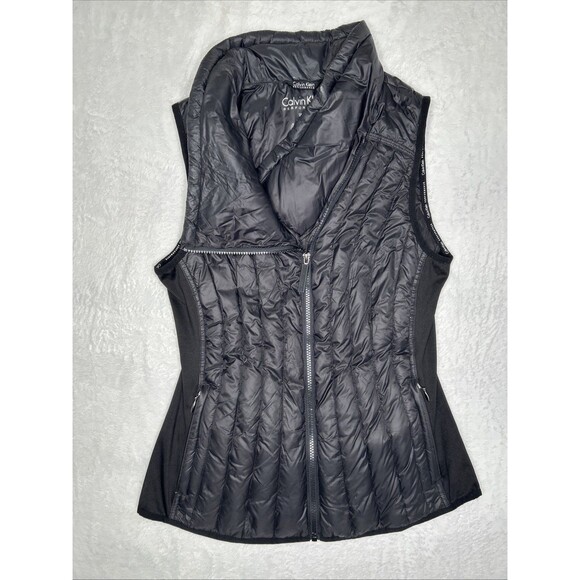 CALVIN KLEIN Performance Vest Womens Small Black Premium Down Zip Puffer Outdoor - Picture 2 of 14
